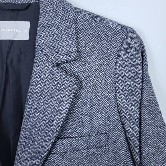Everlane Womens Oversized Blazer Wool Grey Herringbone Sz 00 Career Professional - Picture 3 of 7